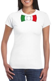 Bellatio Decorations Wit t-shirt met Italie vlag strikje dames XS