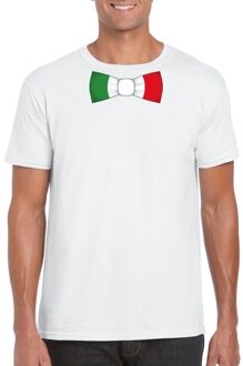 Bellatio Decorations Wit t-shirt met Italie vlag strikje heren