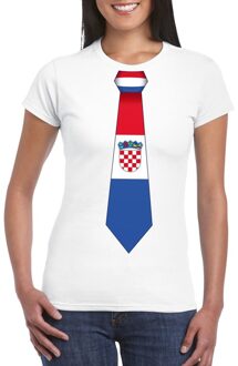 Bellatio Decorations Wit t-shirt met Kroatie vlag stropdas dames XS