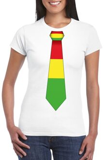 Bellatio Decorations Wit t-shirt met Limburgse vlag stropdas voor dames 2XL