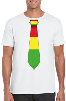Bellatio Decorations Wit t-shirt met Limburgse vlag stropdas voor heren