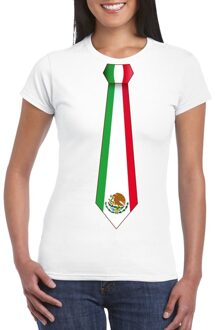 Bellatio Decorations Wit t-shirt met Mexico vlag stropdas dames