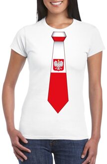 Bellatio Decorations Wit t-shirt met Polen vlag stropdas dames 2XL