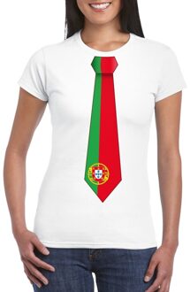 Bellatio Decorations Wit t-shirt met Portugal vlag stropdas dames 2XL