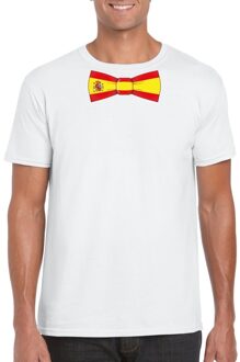 Bellatio Decorations Wit t-shirt met Spanje vlag strikje heren L