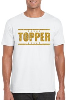 Bellatio Decorations Wit Topper shirt in gouden glitter letters heren -  Toppers dresscode kleding XL