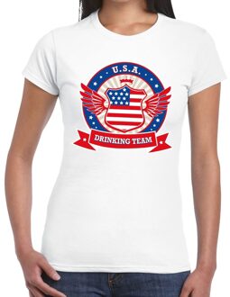 Bellatio Decorations Wit USA drinking team t-shirt dames XS