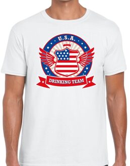 Bellatio Decorations Wit USA drinking team t-shirt heren 2XL