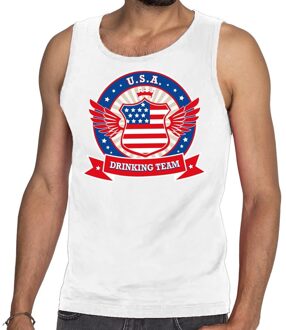 Bellatio Decorations Wit USA drinking team tanktop / mouwloos shirt heren