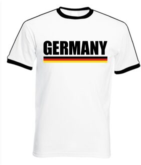 Bellatio Decorations Wit/ zwart Duitsland supporter ringer t-shirt voor heren 2XL