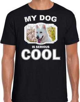 Bellatio Decorations Witte herder honden t-shirt my dog is serious cool zwart - heren - Witte herders liefhebber cadeau shirt 2XL