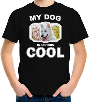 Bellatio Decorations Witte herder honden t-shirt my dog is serious cool zwart - kinderen - Witte herders liefhebber cadeau shirt L (146-152)