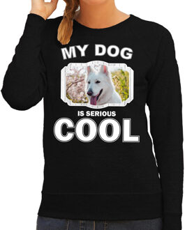 Bellatio Decorations Witte herder honden trui / sweater my dog is serious cool zwart - dames - Witte herders liefhebber cadeau sweaters 2XL