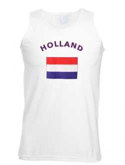 Bellatio Decorations Witte heren tanktop holland 2xl