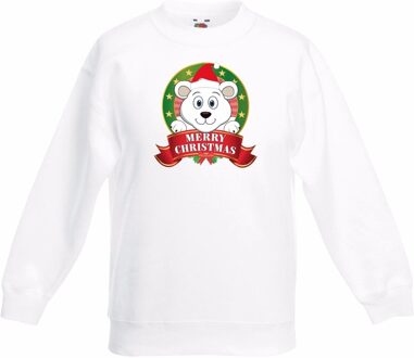 Bellatio Decorations Witte Kerst sweater kinderen met een ijsbeer