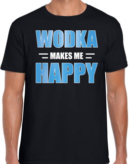 Bellatio Decorations Wodka makes me happy / Wodka maakt me gelukkig drank t-shirt zwart voor heren - wodka drink shirt - themafeest / outfit L