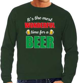 Bellatio Decorations Wonderful beer foute Kerst bier sweater / kersttrui groen voor heren 2XL - kerst truien