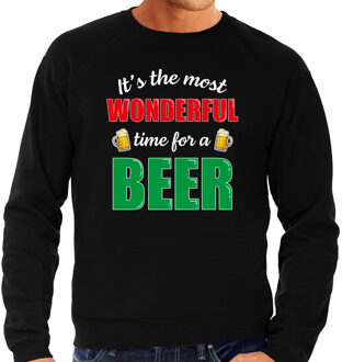 Bellatio Decorations Wonderful beer foute Kerst bier sweater / trui zwart voor heren 2XL - kerst truien