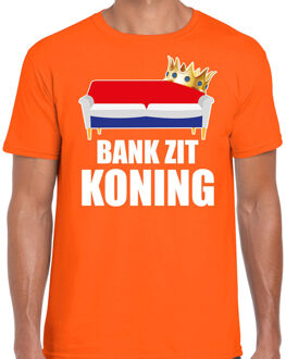 Bellatio Decorations Woningsdag Bank zit Koning t-shirts voor thuisblijvers tijdens Koningsdag oranje heren 2XL - Feestshirts