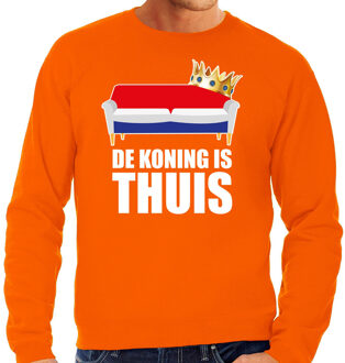 Bellatio Decorations Woningsdag De Koning is thuis sweaters / trui voor thuisblijvers tijdens Koningsdag oranje heren 2XL - Feesttruien