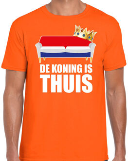 Bellatio Decorations Woningsdag De Koning is thuis t-shirts voor thuisblijvers tijdens Koningsdag oranje heren 2XL - Feestshirts