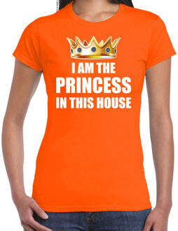 Bellatio Decorations Woningsdag Im the princess in this house t-shirts voor thuisblijvers tijdens Koningsdag oranje dames 2XL - Feestshirts