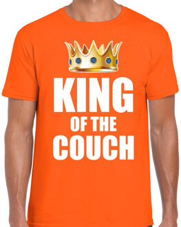 Bellatio Decorations Woningsdag King of the couch t-shirts voor thuisblijvers tijdens Koningsdag oranje heren 2XL - Feestshirts