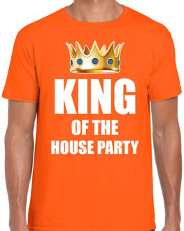 Bellatio Decorations Woningsdag King of the house party t-shirts voor thuisblijvers tijdens Koningsdag oranje heren 2XL - Feestshirts