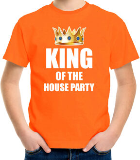 Bellatio Decorations Woningsdag King of the house party t-shirts voor thuisblijvers tijdens Koningsdag oranje kinderen / jongens L (140-152)