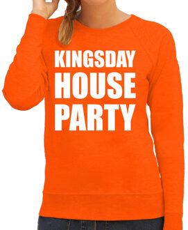 Bellatio Decorations Woningsdag Kingsday house party sweater / trui voor thuisblijvers tijdens Koningsdag oranje dames 2XL - Feesttruien