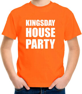 Bellatio Decorations Woningsdag Kingsday house party t-shirts voor thuisblijvers tijdens Koningsdag oranje kinderen L (140-152) - Feestshirts