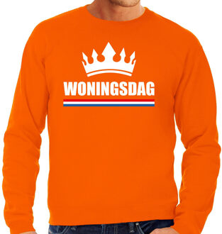 Bellatio Decorations Woningsdag sweaters / trui voor thuisblijvers tijdens Koningsdag oranje heren 2XL - Feesttruien