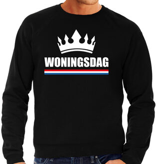 Bellatio Decorations Woningsdag sweaters / trui voor thuisblijvers tijdens Koningsdag zwart heren 2XL - Feesttruien