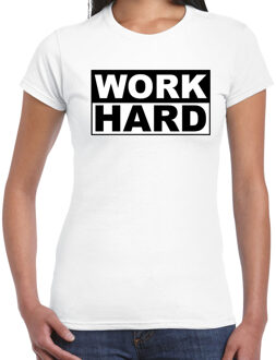 Bellatio Decorations Work hard t-shirt wit voor dames - mama moederdag cadeau shirt XS