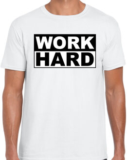 Bellatio Decorations Work hard t-shirt wit voor heren - papa vaderdag cadeau shirt 2XL