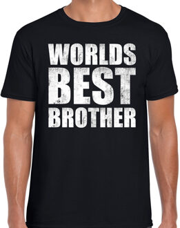 Bellatio Decorations Worlds best brother - broer - cadeau t-shirt - zwart - voor heren