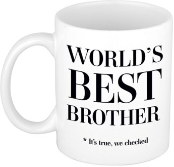 Bellatio Decorations Worlds best brother cadeau koffiemok / theebeker wit 330 ml - Cadeau mokken - feest mokken