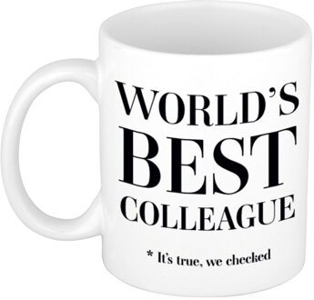 Bellatio Decorations Worlds best colleague cadeau koffiemok / theebeker wit 330 ml - Cadeau mokken