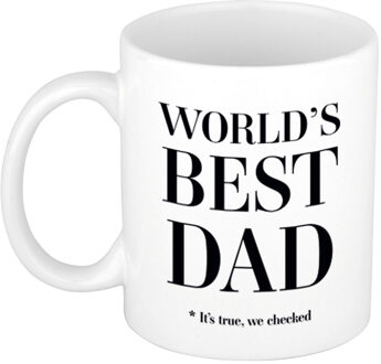 Bellatio Decorations Worlds best dad cadeau koffiemok / theebeker wit 330 ml - Cadeau mokken / Vaderdag - feest mokken