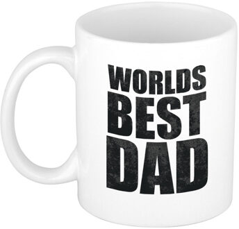 Bellatio Decorations Worlds best dad mok / beker wit 300 ml - Cadeau mokken - Papa/ Vaderdag - feest mokken