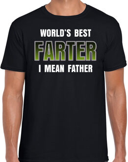 Bellatio Decorations Worlds best farter I mean father / beste scheten later / vader fun t-shirt zwart voor heren - fun tekst shirt / outfit / vaderdag / kleding L