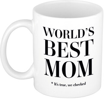 Bellatio Decorations Worlds best mom cadeau koffiemok / theebeker wit 330 ml - Cadeau mokken / Moederdag