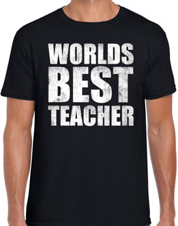 Bellatio Decorations Worlds best teacher / werelds beste leraar cadeau t-shirt zwart heren 2XL