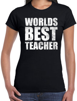 Bellatio Decorations Worlds best teacher / werelds beste lerares cadeau t-shirt zwart dames 2XL