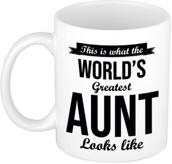 Bellatio Decorations Worlds Greatest Aunt / tante cadeau koffiemok / theebeker 300 ml - feest mokken Wit