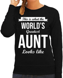 Bellatio Decorations Worlds greatest aunt / tante cadeau sweater zwart voor dames 2XL