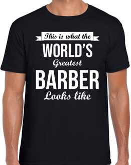 Bellatio Decorations Worlds greatest barber t-shirt zwart heren - Werelds grootste kapper / haarstylist cadeau S