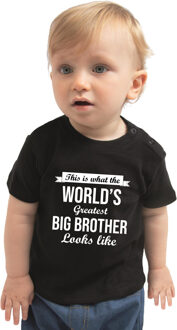 Bellatio Decorations Worlds greatest big brother/ de beste grote broer kado shirt voor peuters / jongens zwart 86 (9-18 maanden)