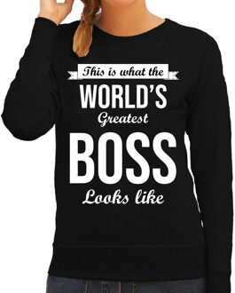 Bellatio Decorations Worlds greatest boss/ baas cadeau sweater zwart voor dames 2XL