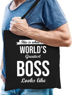 Bellatio Decorations Worlds greatest BOSS baas cadeau tas zwart voor heren